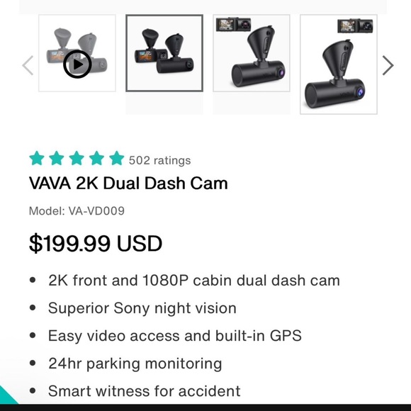 Vava dual dashcam - Picture 1 of 3